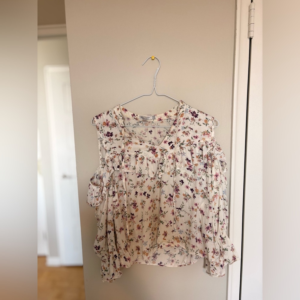 Bershka Cream Floral Blouse